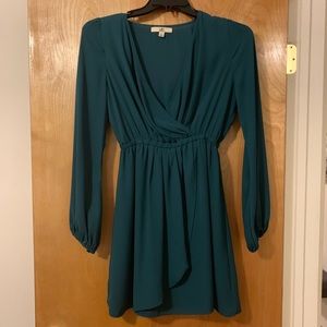 Ya Los Angeles Green Faux Wrap Dress Large